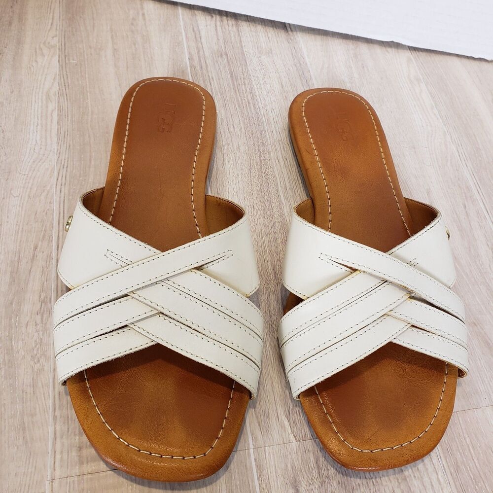 Ugg women’s Kenleigh slides US 8 EU 39 white leather Used - Picture 7 of 7